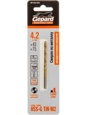 Сверло по металлу спиральное GEPARD HSS TIN