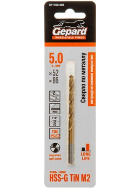 Сверло по металлу спиральное GEPARD HSS TIN