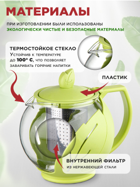 Заварочный чайник стеклянный PERFECTO LINE Leaf 0,75 л 