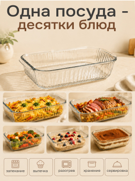 Форма для выпечки из жаропрочного стекла прямоугольная PERFECTO LINEA