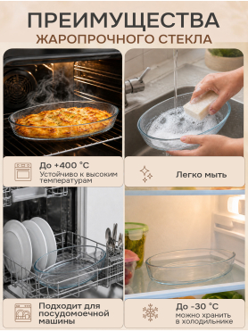 Форма для выпечки из жаропрочного стекла овальная PERFECTO LINEA