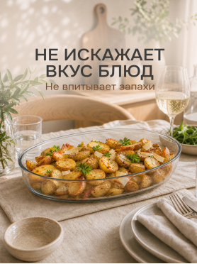 Форма для выпечки из жаропрочного стекла овальная PERFECTO LINEA