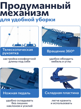 Швабра для пола PERFECTO LINEA с насадкой из шенилла