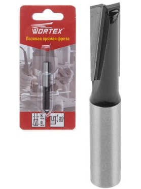 Фреза по дереву пазовая прямая 8х20х51 мм WORTEX 