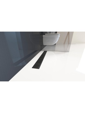 Водоотводящий желоб с порогами для перфорированной решетки чёрный Simple ALCAPLAST 