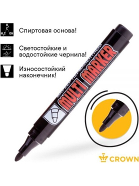 Маркер перманентный фетровый CROWN Multi Marker черный 