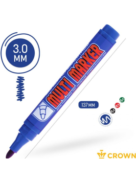 Маркер перманентный фетровый CROWN Multi Marker синий 