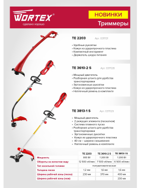 Триммер электрический WORTEX TE 3813-1 S 