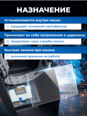 Стекло защитное внутреннее к маске сварочной SOLARIS 95х50 мм 5 штук 450003
