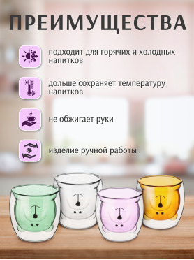 Стакан стеклянный PERFECTO LINEA Bear с двойными стенками 250 мл