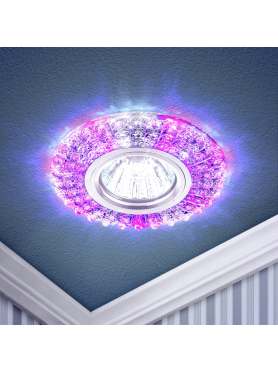 Точечный светильник под лампу GU5.3 с LED подсветкой ЭРА DK LD2 SL/WH+PU прозрачный 