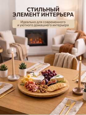 Блюдо бамбуковое круглое вращающееся PERFECTO LINEA Bamboo 35,5х1,2 см 