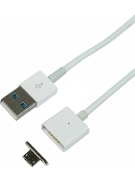 Кабель REXANT microUSB магнитный со съемным штекером 1 м белый 