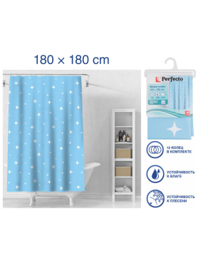 Штора для ванной комнаты 180х180 с кольцами PERFECTO LINEA Secret