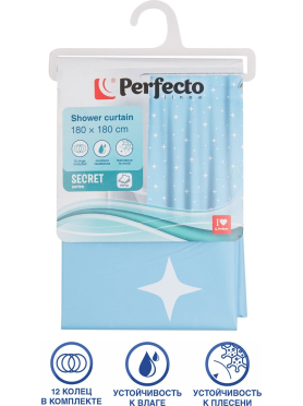 Штора для ванной комнаты 180х180 с кольцами PERFECTO LINEA Secret