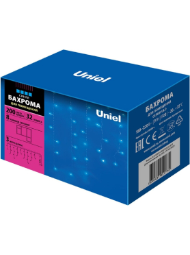Гирлянда новогодняя светодиодная UNIEL ULD-B3010-200/DTA BLUE IP20 Бахрома 3 м 200 диодов синий