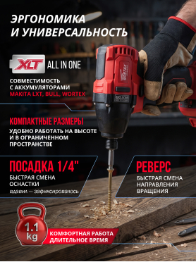 Гайковерт аккумуляторный ударный WORTEX CWR 0118 ALL1