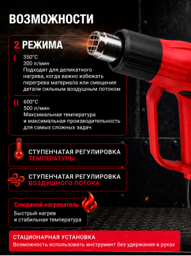 Фен строительный (термовоздуходувка) WORTEX HG 6020-1 