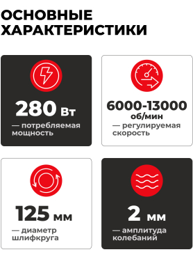 Шлифмашина эксцентриковая (орбитальная) WORTEX LX RS 1230 