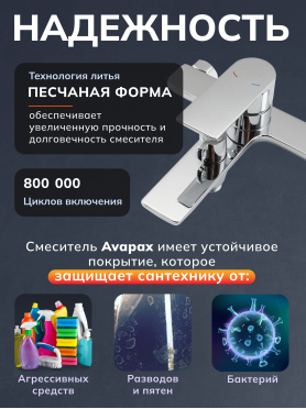 Смеситель для ванны AVAPAX серия Weser хром 