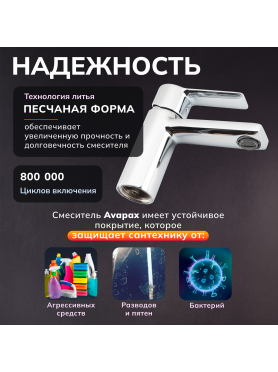 Смеситель для умывальника AVAPAX серия Rhein хром 