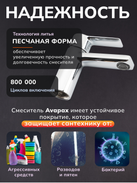 Смеситель для умывальника AVAPAX серия Rhein хром 