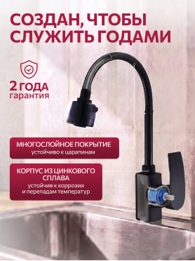 Смеситель для кухни ECONOCE серия 270 черный 