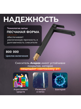 Смеситель для умывальника AVAPAX Rhein черный 