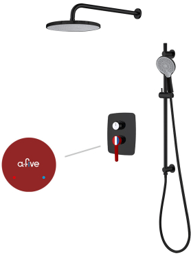 Душевая стойка A-FIVE серия Rose черный + красный (А5-1056)