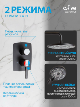 Душевая стойка A-FIVE серия Lotus черный (А5-0656)