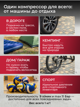 Компрессор автомобильный аккумуляторный WORTEX CTI 1811 ALL1