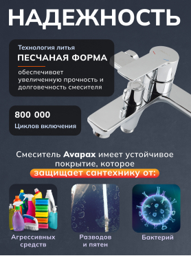 Смеситель для ванны AVAPAX серия Rhein хром 