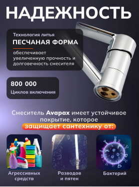 Смеситель для кухни AVAPAX Rhein хром 