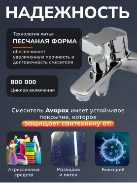 Смеситель для ванны AVAPAX серия Neckar хром 