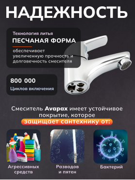Смеситель для умывальника AVAPAX серия Neckar хром 