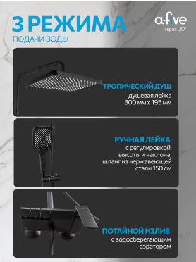 Душевая стойка A-FIVE серия Lily черный (А5-1237)