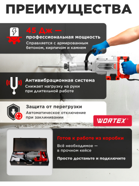 Молоток отбойный WORTEX DH 1445 