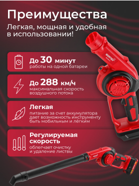 Воздуходувка аккумуляторная WORTEX LX BB 1518-1 D XLT SET 