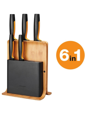 Набор ножей 5 штук FISKARS FF бамбуковый блок 