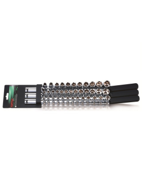 Набор головок 1/4", 3/8", 1/2" 4-22 мм 6 граней 37 предметов на подвесе TOPTUL 