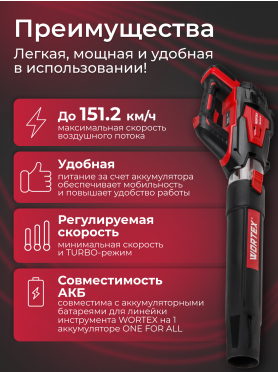 Воздуходувка аккумуляторная WORTEX BB 2018 D ALL1