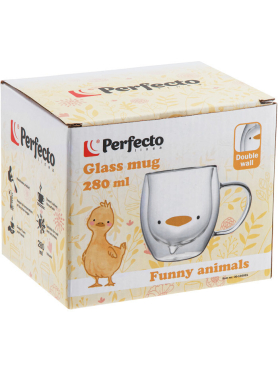 Кружка стеклянная PERFECTO LINEA Funny animals с двойными стенками 280 мл 