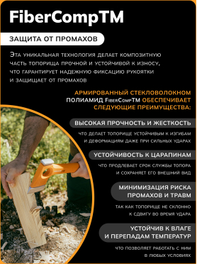 Топор туристический ультралегкий X13 FISKARS 