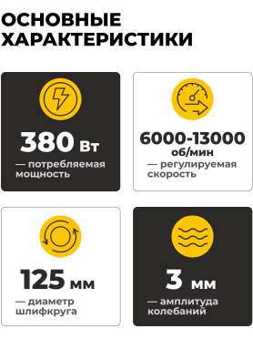 Шлифмашина эксцентриковая (орбитальная) MOLOT MRS 1245 E 