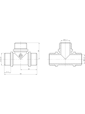 Тройник наружная резьба с ограничителем AV ENGINEERING