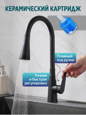Смеситель для кухни ECONOCE серия 800 черный 