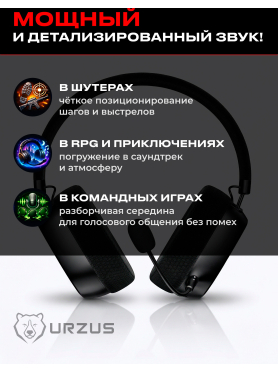 Наушники-гарнитура игровые беспроводные URZUS Tactic UR-5524125
