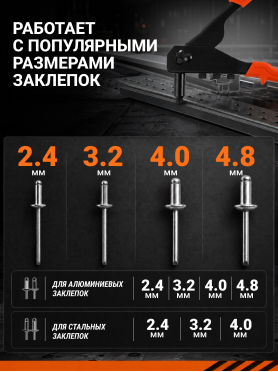 Заклепочник усиленный 2,4-4,8 мм STARTUL Profi 