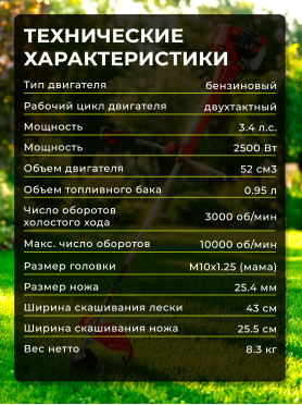 Бензиновый триммер (Мотокоса) ECO GTP-255 Power MAX 