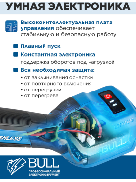 Шлифмашина угловая аккумуляторная BULL CSG 1812-1 SR XLTpro